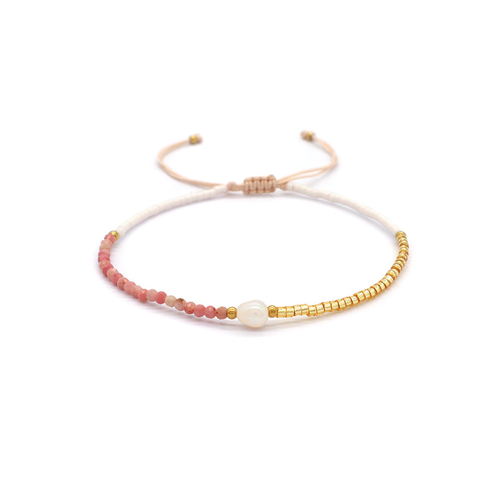 Handmade Natural Stone Beads Woven Macrame Adjustable Bracelet