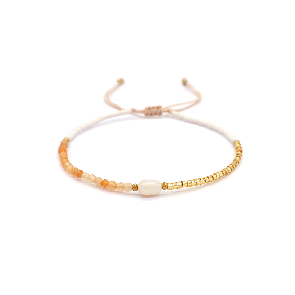 Handmade Natural Stone Beads Woven Macrame Adjustable Bracelet