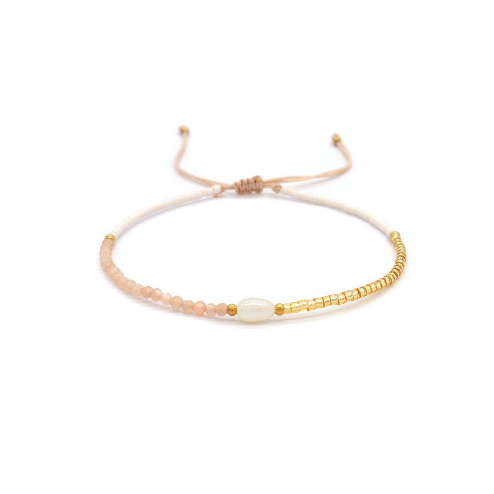 Handmade Natural Stone Beads Woven Macrame Adjustable Bracelet
