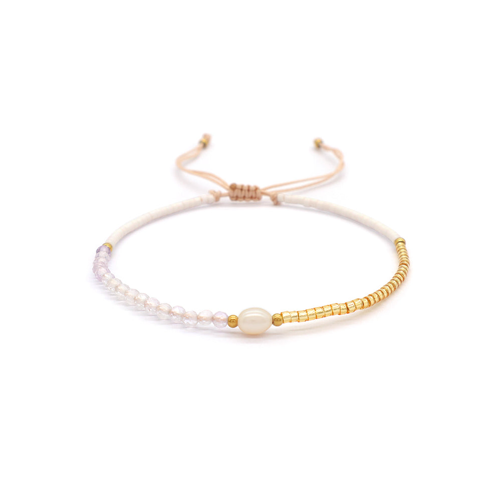 Handmade Natural Stone Beads Woven Macrame Adjustable Bracelet