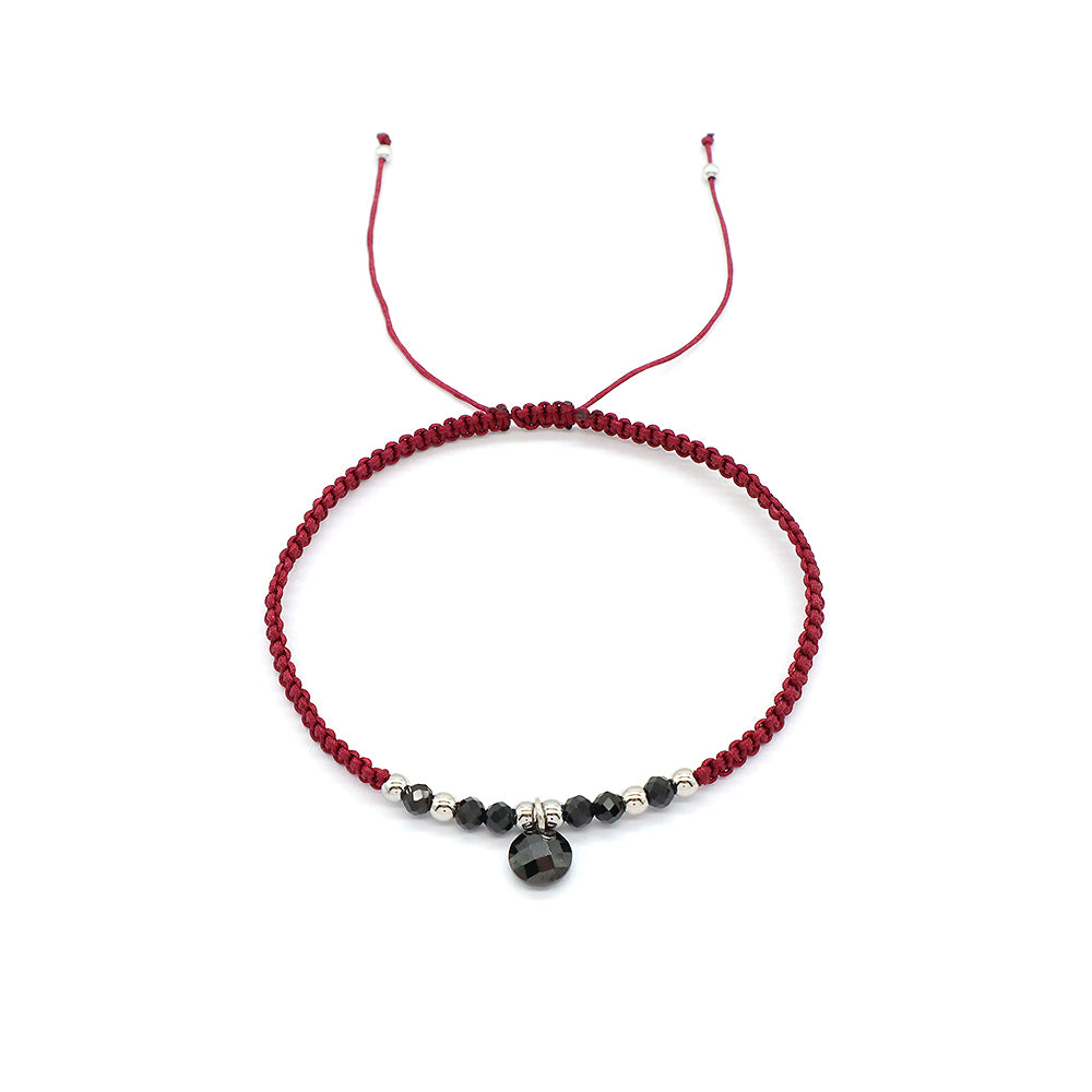 Custom Hand-Woven Thread Natural Stone 925 Sterling Silver Charms Braided Cotton Adjustable Wire Handmade Bracelet
