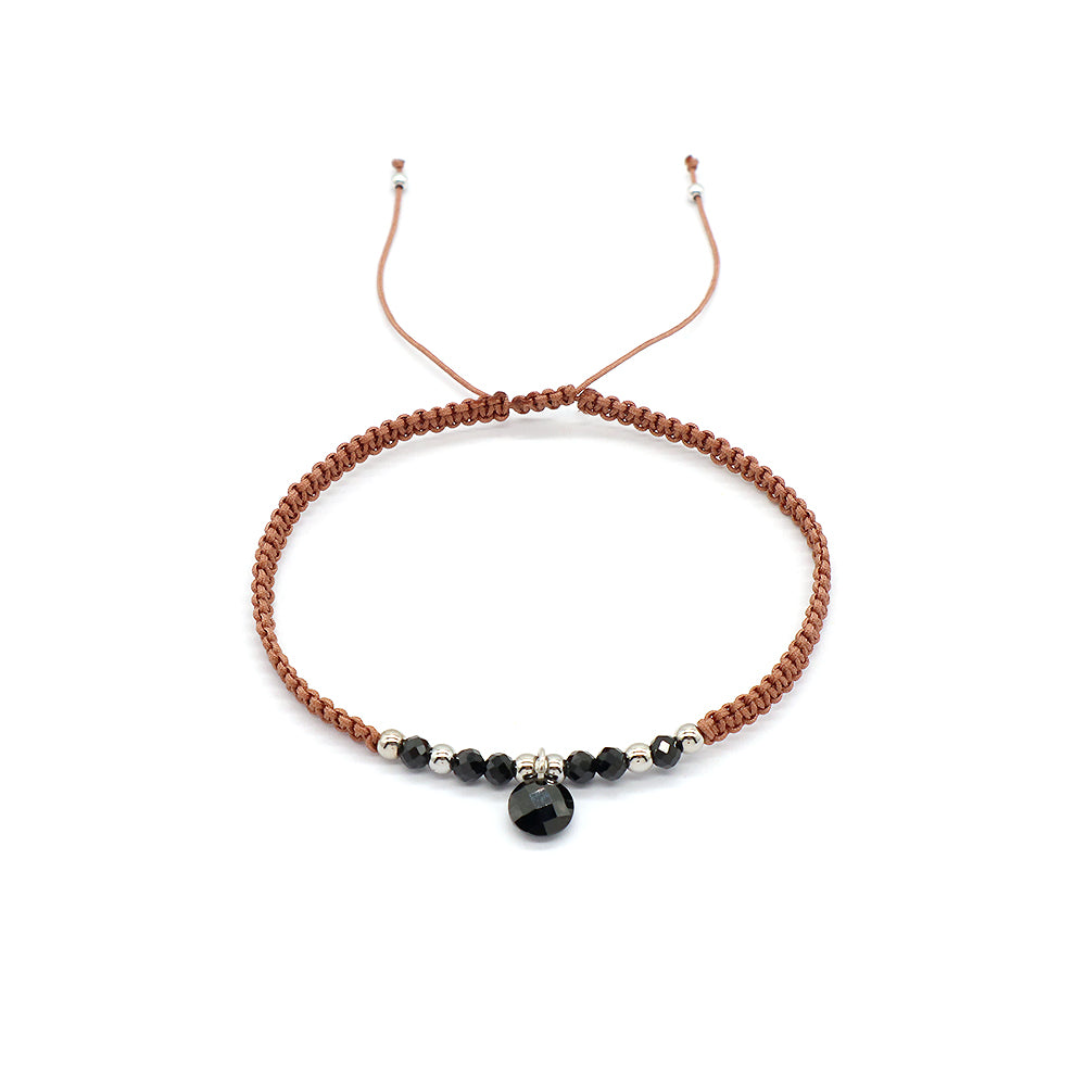 Custom Hand-Woven Thread Natural Stone 925 Sterling Silver Charms Braided Cotton Adjustable Wire Handmade Bracelet
