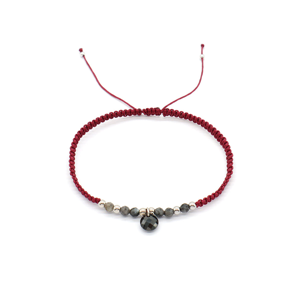 Custom Hand-Woven Thread Natural Stone 925 Sterling Silver Charms Braided Cotton Adjustable Wire Handmade Bracelet