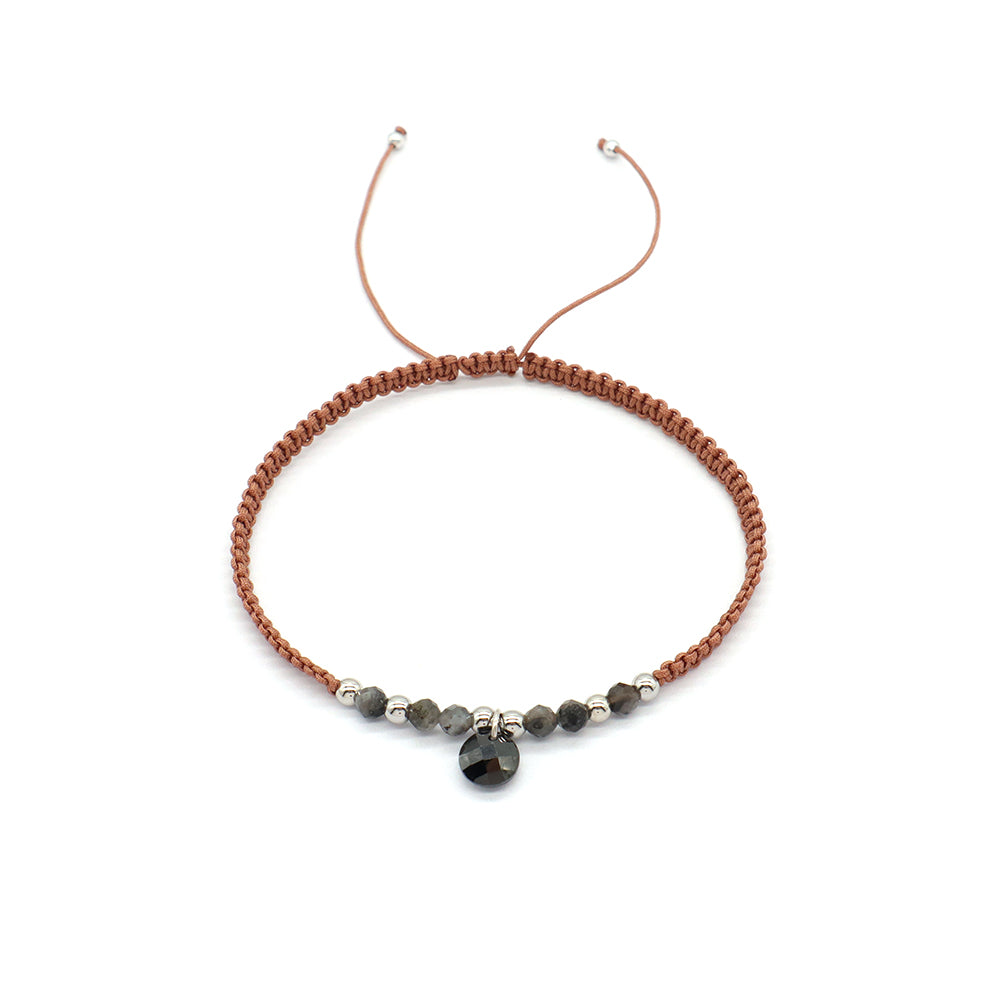 Custom Hand-Woven Thread Natural Stone 925 Sterling Silver Charms Braided Cotton Adjustable Wire Handmade Bracelet