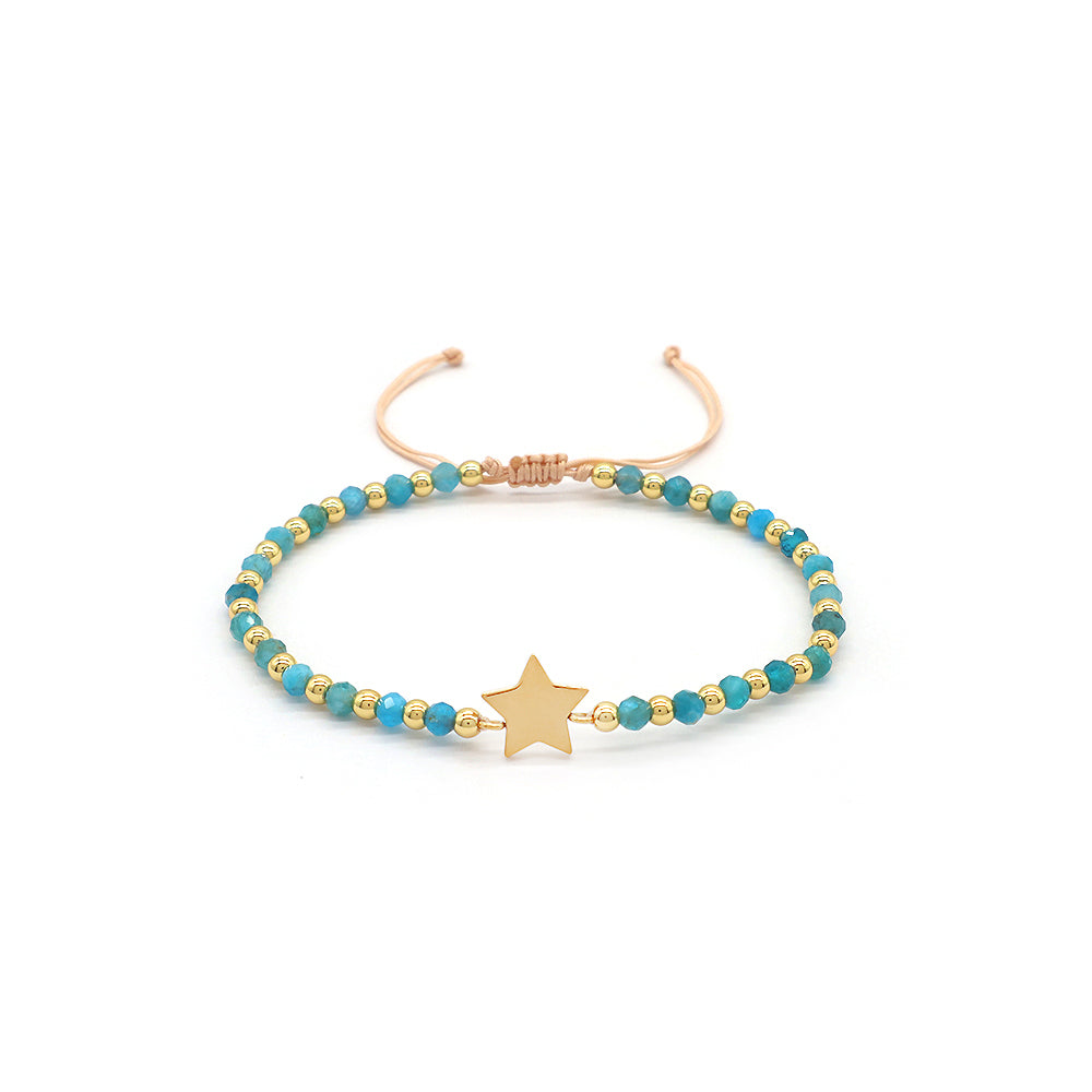 Custom Handmade Macrame Adjustable Gold Plated Stainless Steel Charm Natural Stone Bracelet