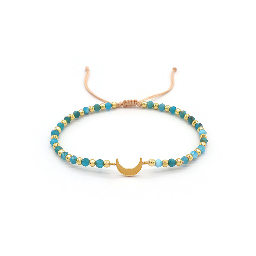 Custom Handmade Macrame Adjustable Gold Plated Stainless Steel Charm Natural Stone Bracelet