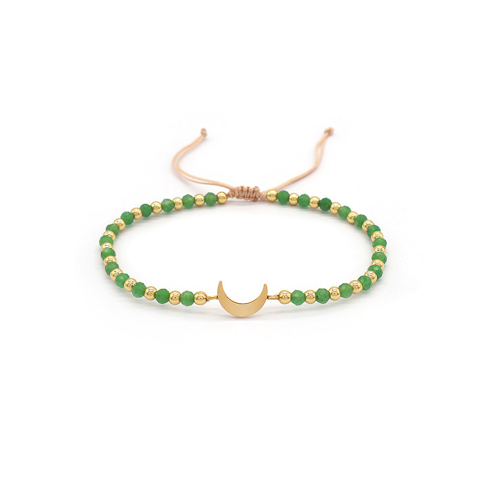 Custom Handmade Macrame Adjustable Gold Plated Stainless Steel Charm Natural Stone Bracelet