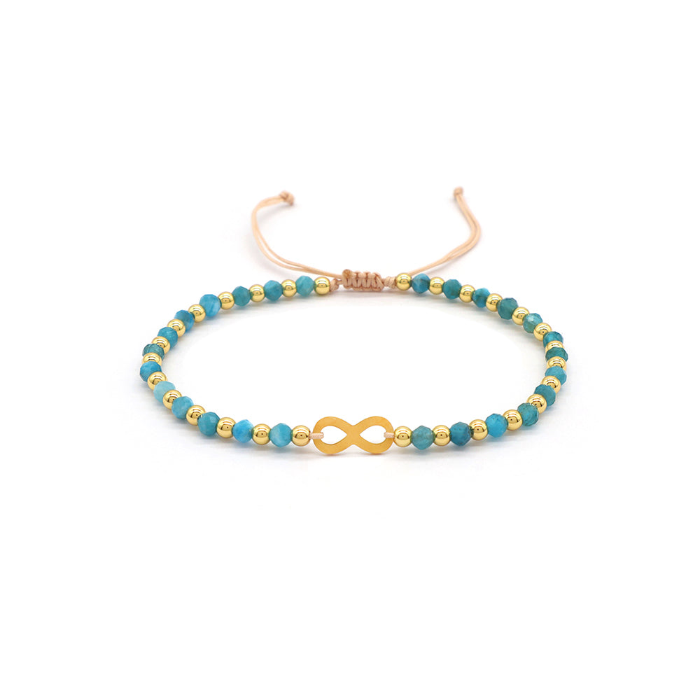 Custom Handmade Macrame Adjustable Gold Plated Stainless Steel Charm Natural Stone Bracelet