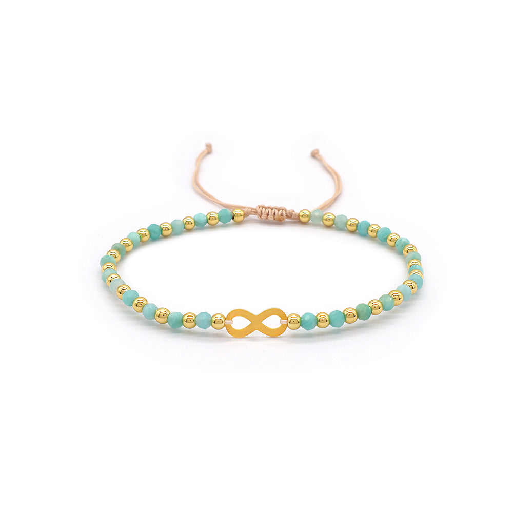Custom Handmade Macrame Adjustable Gold Plated Stainless Steel Charm Natural Stone Bracelet