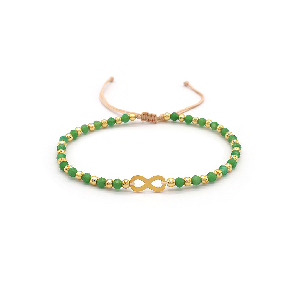 Custom Handmade Macrame Adjustable Gold Plated Stainless Steel Charm Natural Stone Bracelet