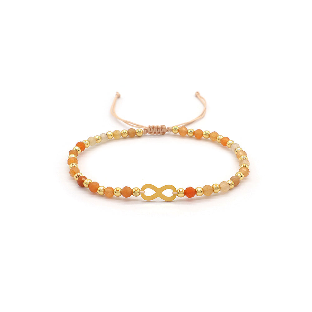 Custom Handmade Macrame Adjustable Gold Plated Stainless Steel Charm Natural Stone Bracelet