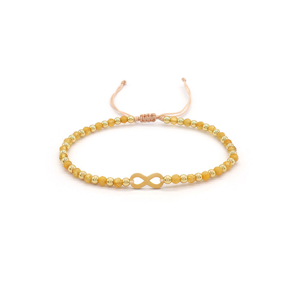 Custom Handmade Macrame Adjustable Gold Plated Stainless Steel Charm Natural Stone Bracelet
