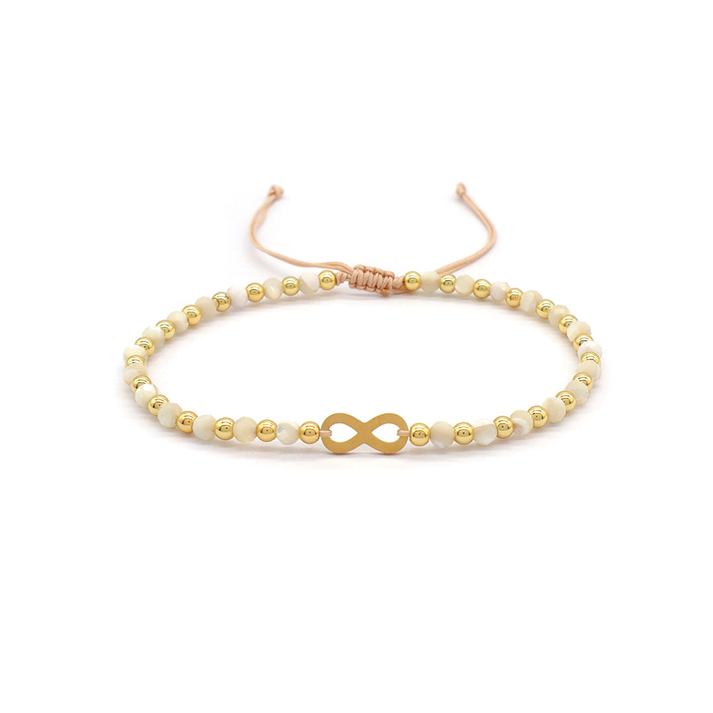 Custom Handmade Macrame Adjustable Gold Plated Stainless Steel Charm Natural Stone Bracelet