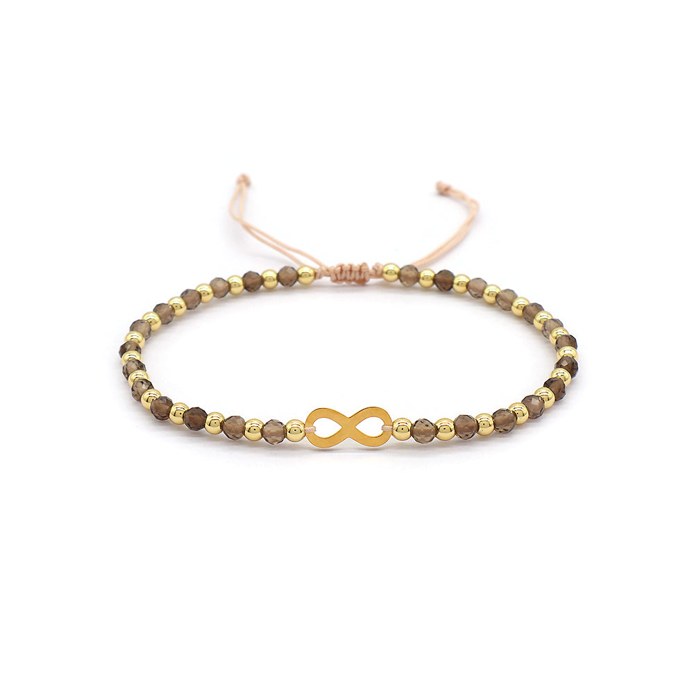 Custom Handmade Macrame Adjustable Gold Plated Stainless Steel Charm Natural Stone Bracelet