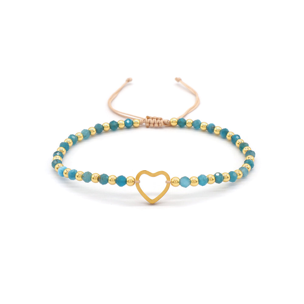 Custom Handmade Macrame Adjustable Gold Plated Stainless Steel Charm Natural Stone Bracelet
