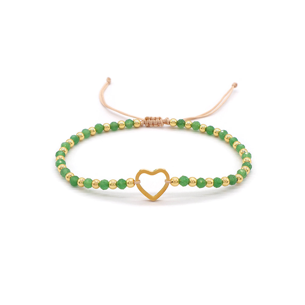 Custom Handmade Macrame Adjustable Gold Plated Stainless Steel Charm Natural Stone Bracelet