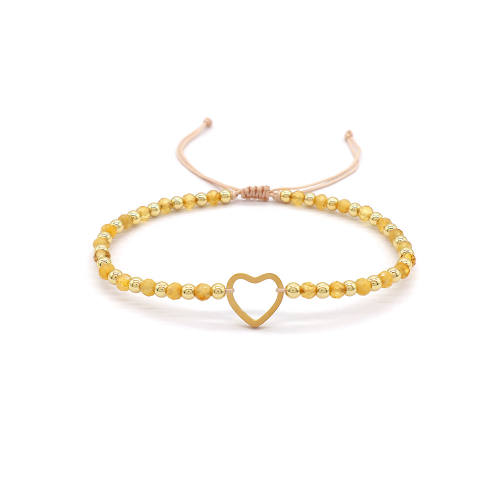 Custom Handmade Macrame Adjustable Gold Plated Stainless Steel Charm Natural Stone Bracelet