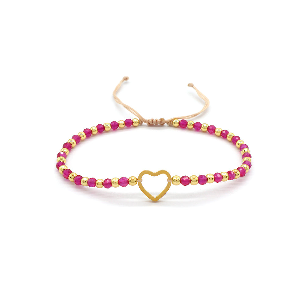 Custom Handmade Macrame Adjustable Gold Plated Stainless Steel Charm Natural Stone Bracelet