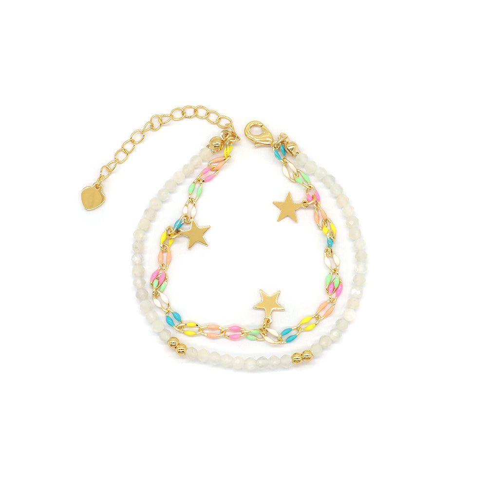 Handmade Customizable Natural Stone Double Layer Blue turquoise Green agate Bracelet