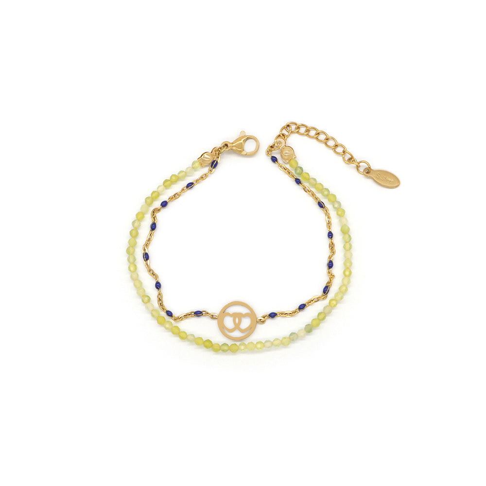 Handmade Customizable Natural Stone With Stainless Steel Double Layer Bracelet