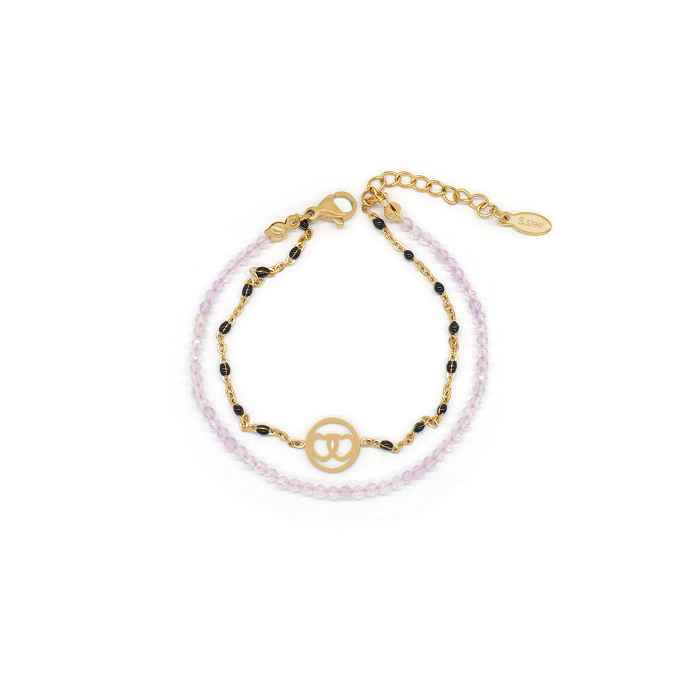 Handmade Customizable Natural Stone With Stainless Steel Double Layer Bracelet