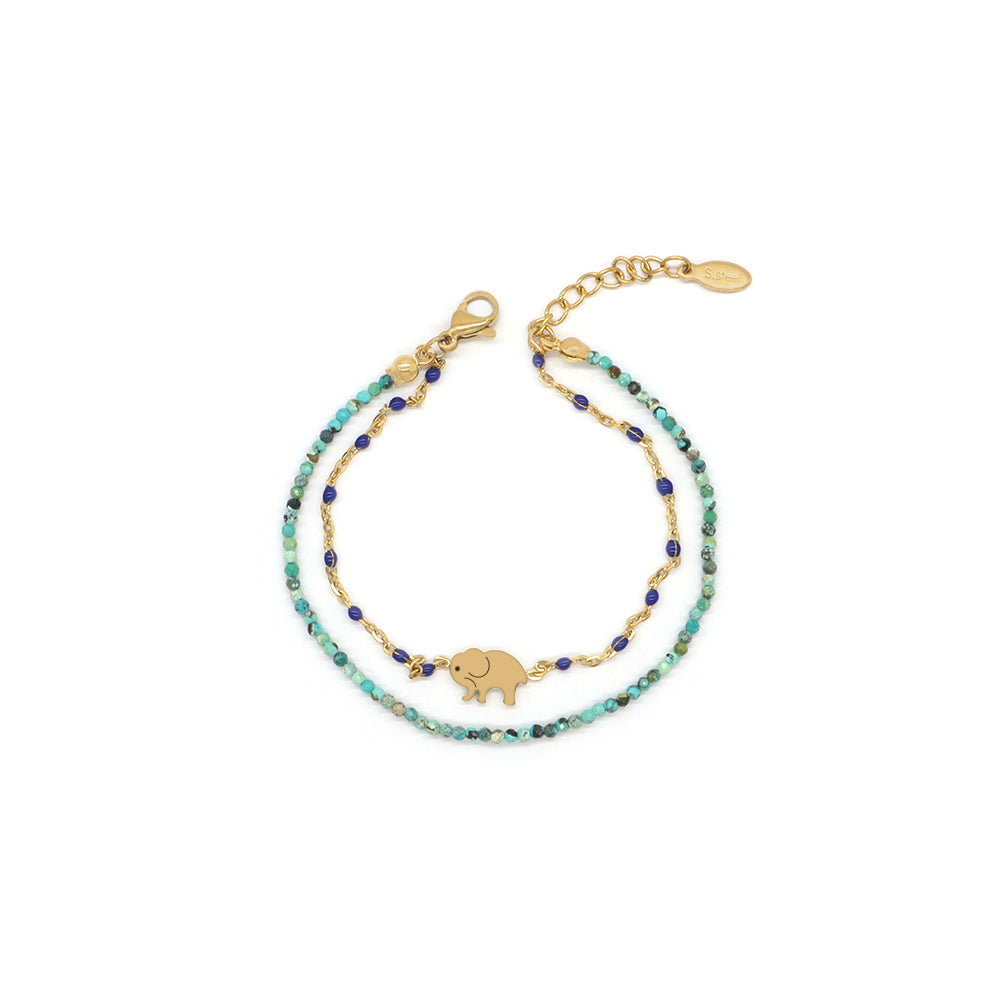 Handmade Customizable Natural Stone With Stainless Steel Double Layer Bracelet
