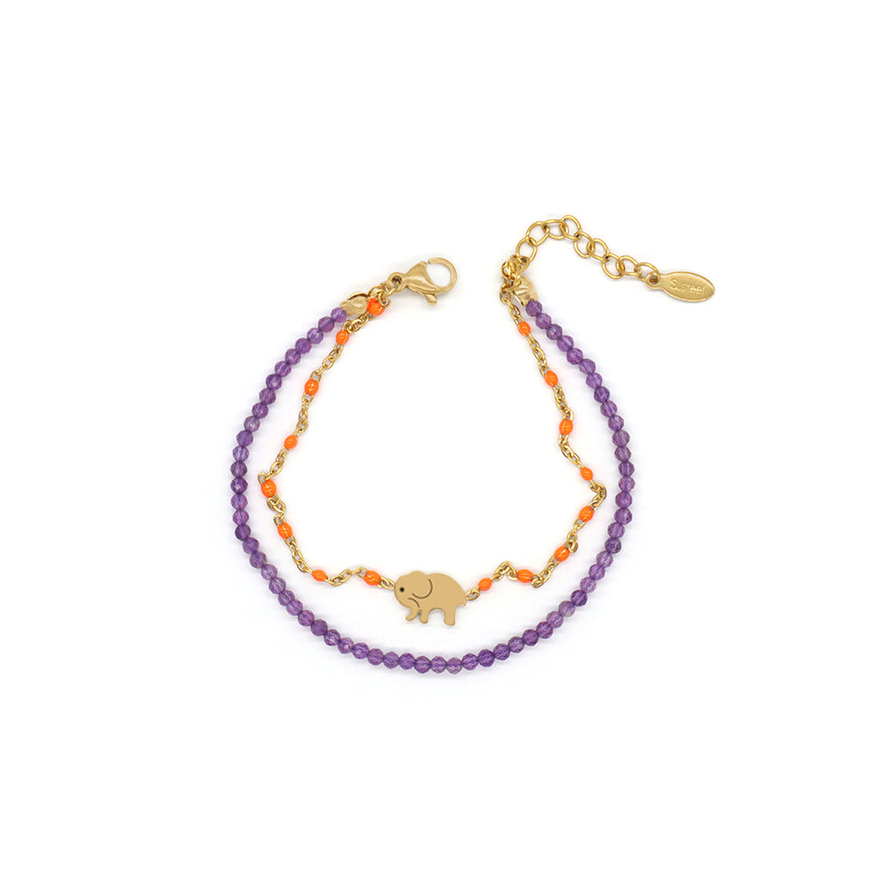 Handmade Customizable Natural Stone With Stainless Steel Double Layer Bracelet