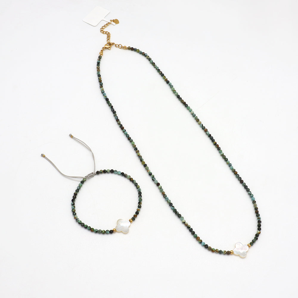 Handmade Customizable Natural africa turquoise stainless steel Shell Charms Bracelet