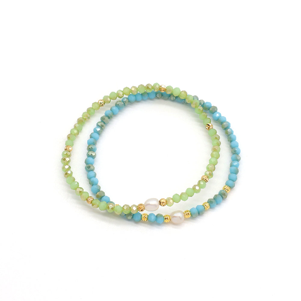 Handmade Customizable Glass Crystal Bracelet With Fresh Water Pearl Bracelet