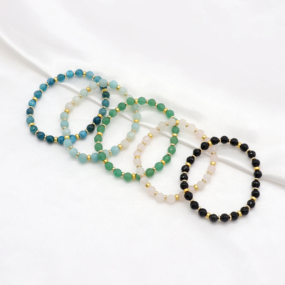 Handmade Customizable Natural Stone Beads Gold Plated Bracelet
