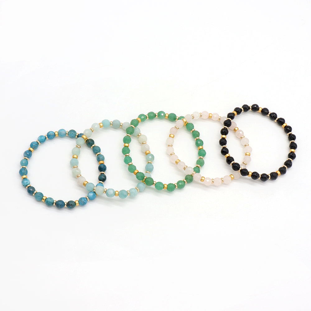 Handmade Customizable Natural Stone Beads Gold Plated Bracelet