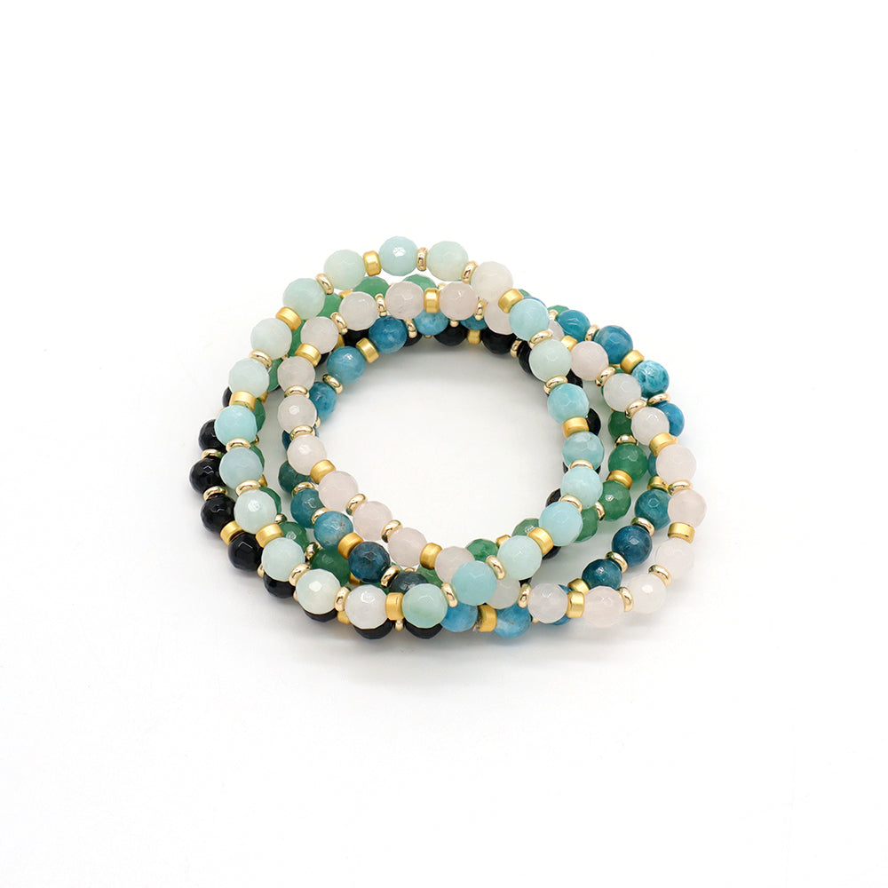 Handmade Customizable Natural Stone Beads Gold Plated Bracelet