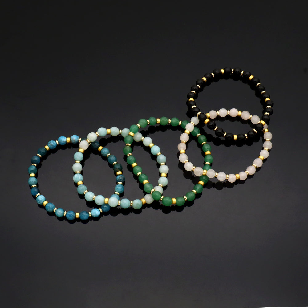 Handmade Customizable Natural Stone Beads Gold Plated Bracelet