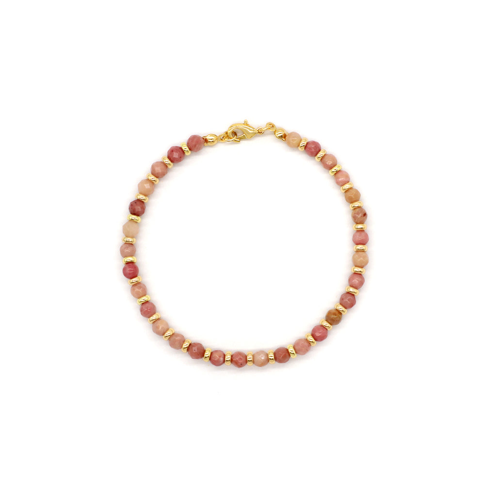 Handmade Customizable Natural Stone Beads Gold Plated Bracelet