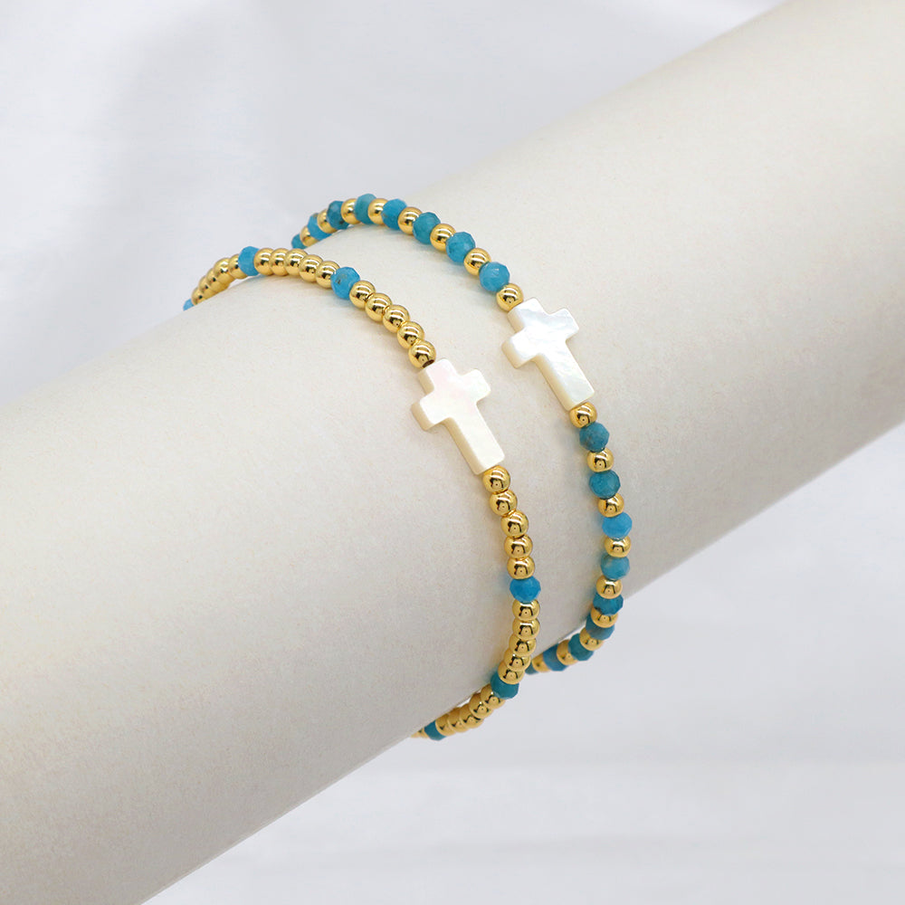 Handmade Customizable Natural Stone Beads Bracelet With Shell Charm Bracelet
