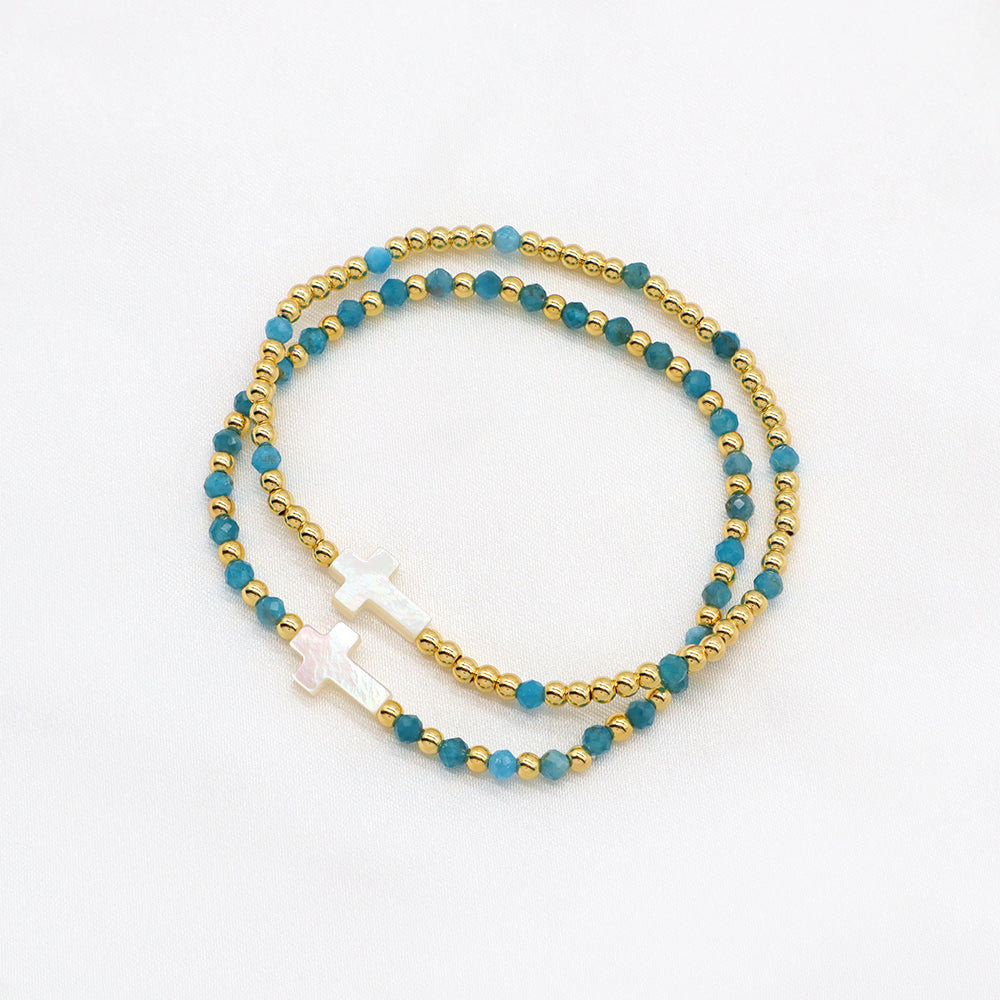Handmade Customizable Natural Stone Beads Bracelet With Shell Charm Bracelet