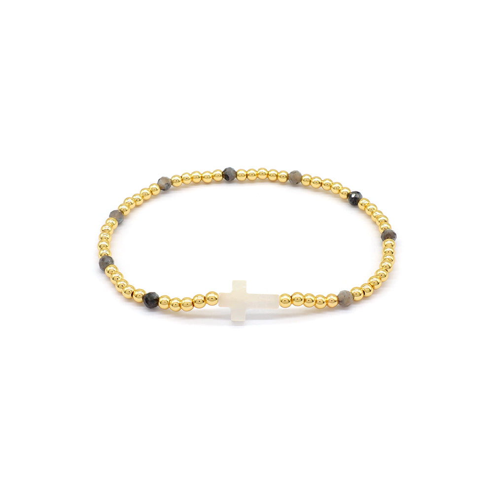 Handmade Customizable Natural Stone Beads Bracelet With Shell Charm Bracelet