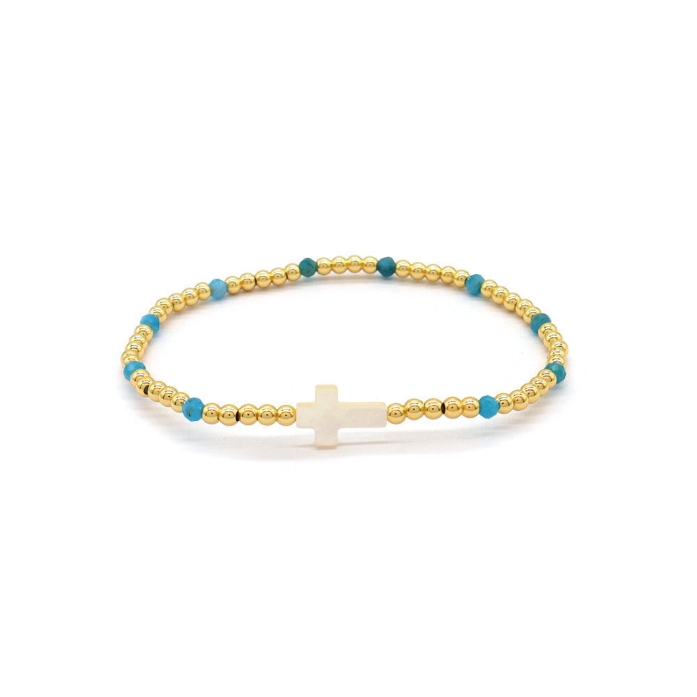 Handmade Customizable Natural Stone Beads Bracelet With Shell Charm Bracelet