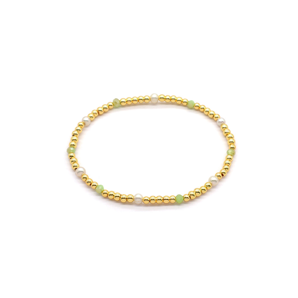 Handmade Customizable Brass Bracelet With Fresh Water Pearl Glass Crystal Beads Bracelet