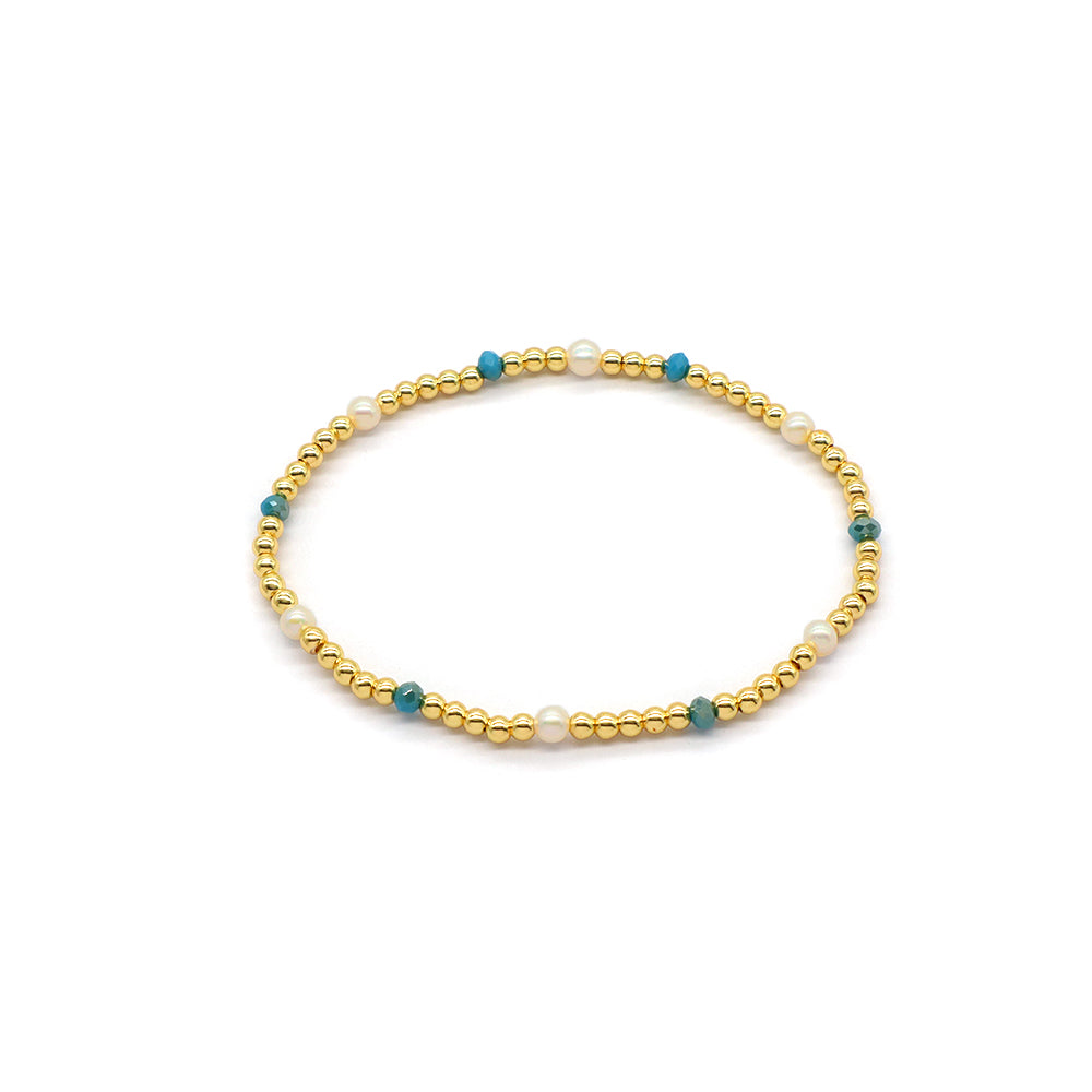 Handmade Customizable Brass Bracelet With Fresh Water Pearl Glass Crystal Beads Bracelet