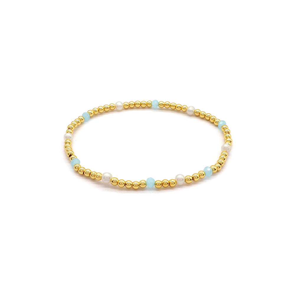 Handmade Customizable Brass Bracelet With Fresh Water Pearl Glass Crystal Beads Bracelet