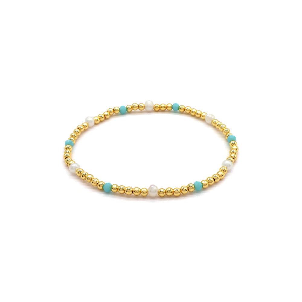 Handmade Customizable Brass Bracelet With Fresh Water Pearl Glass Crystal Beads Bracelet