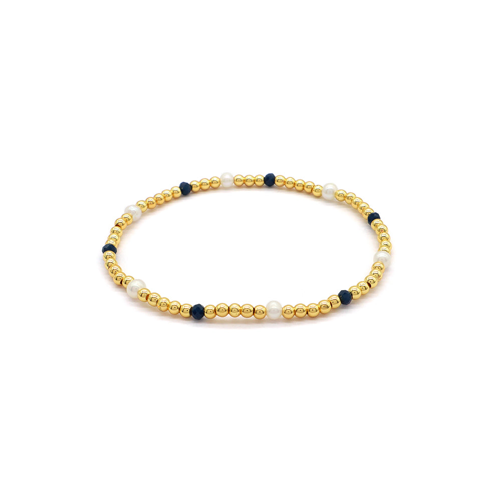 Handmade Customizable Brass Bracelet With Fresh Water Pearl Glass Crystal Beads Bracelet