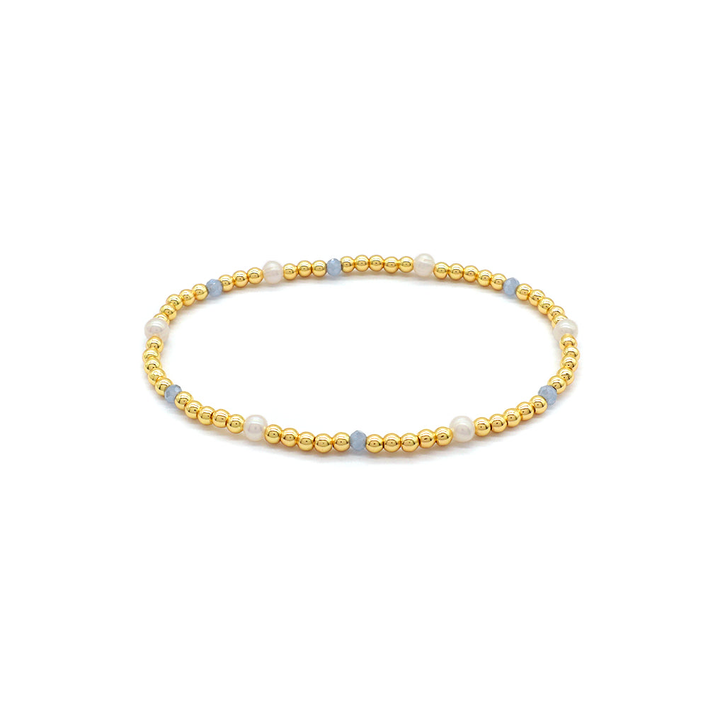 Handmade Customizable Brass Bracelet With Fresh Water Pearl Glass Crystal Beads Bracelet