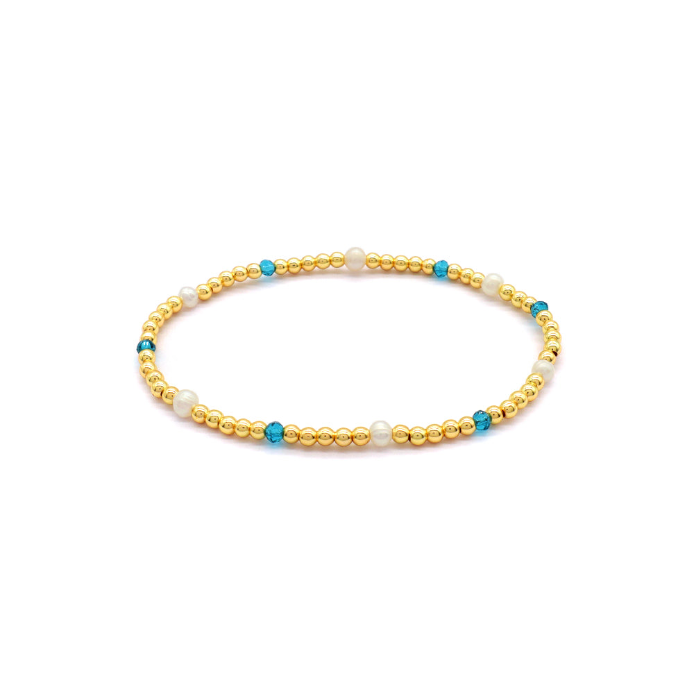 Handmade Customizable Brass Bracelet With Fresh Water Pearl Glass Crystal Beads Bracelet