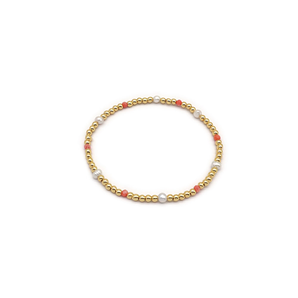 Handmade Customizable Brass Bracelet With Fresh Water Pearl Glass Crystal Beads Bracelet