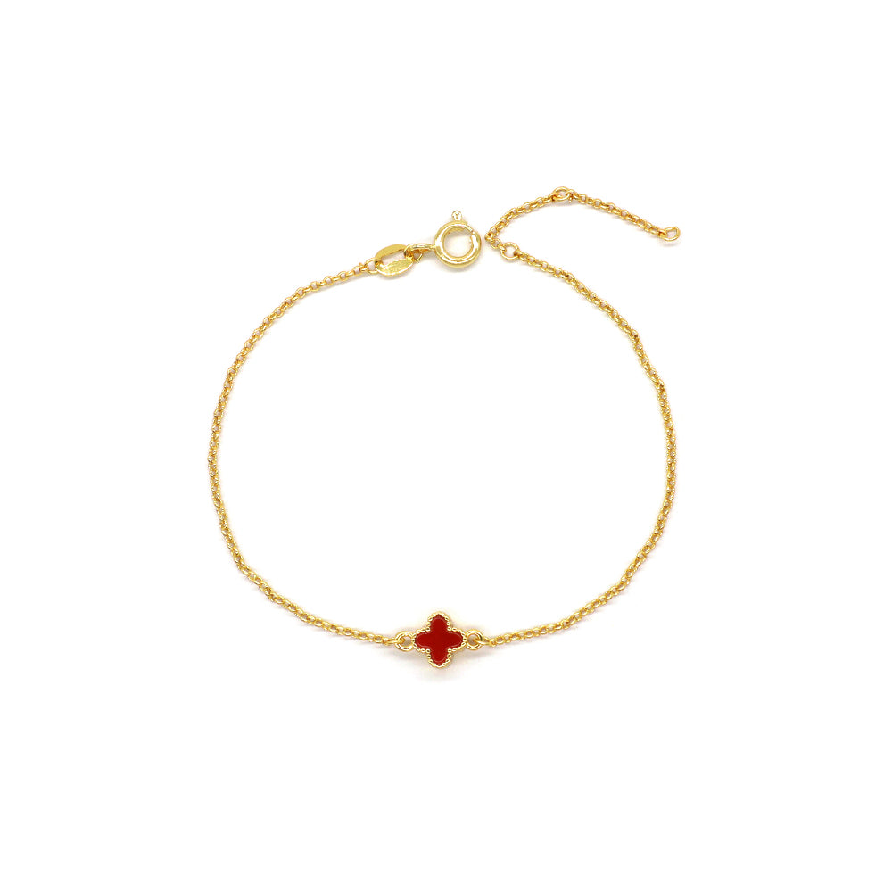Handmade Customizable Natural Stone Brass Gold Plated 7mm Charm Bracelet