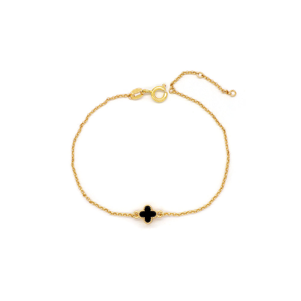 Handmade Customizable Natural Stone Brass Gold Plated 7mm Charm Bracelet