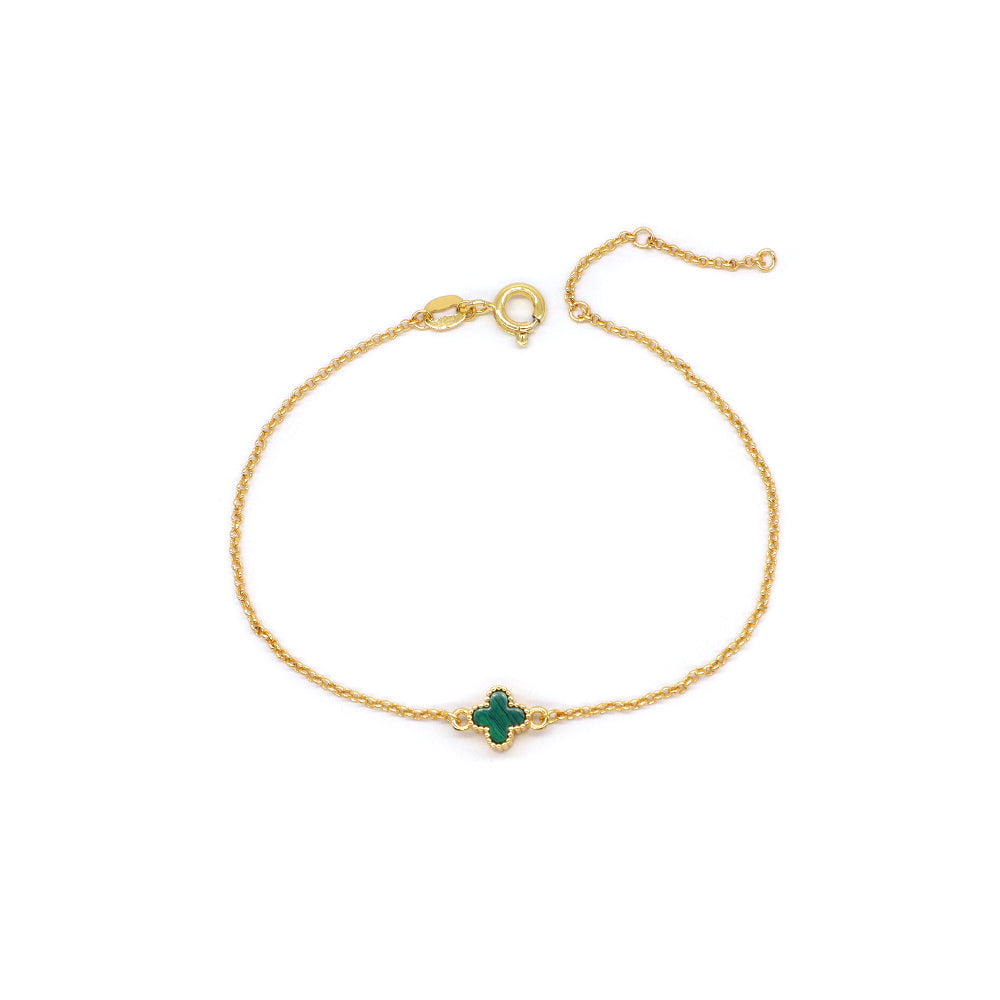 Handmade Customizable Natural Stone Brass Gold Plated 7mm Charm Bracelet