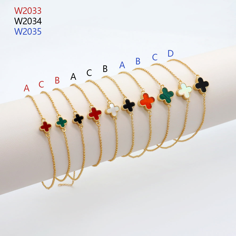 Handmade Customizable Natural Stone Brass Gold Plated 7mm Charm Bracelet